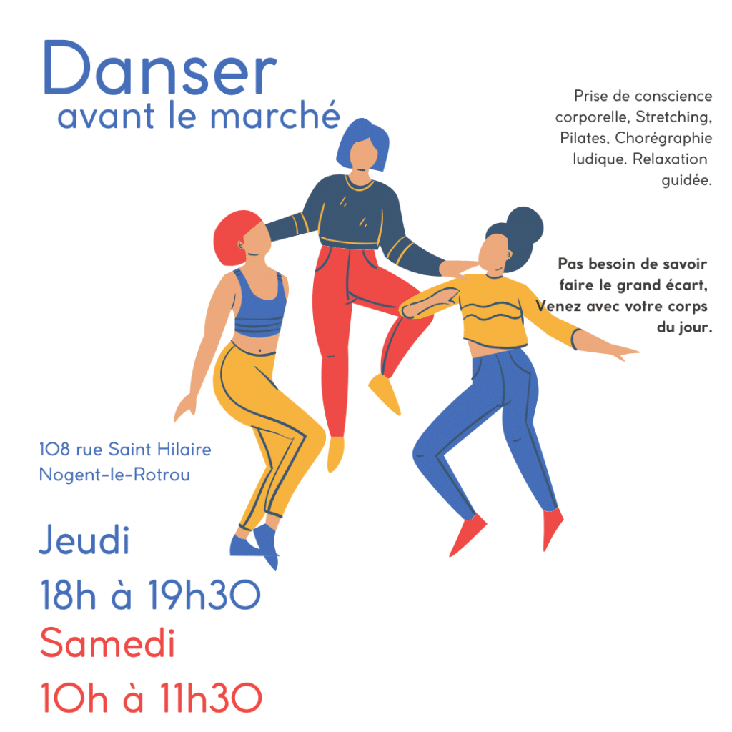 Danser avant le marché 3 personnages dansent